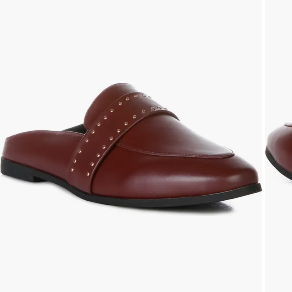 Dark Maroon Leather Mules